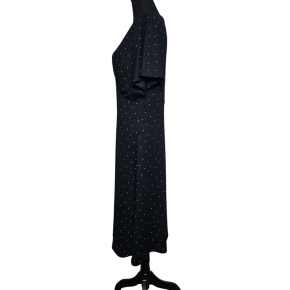 The White Company Black & White V-Neck Flutter Sleeve Jersey Dress Size 8 - Picture 5 of 8